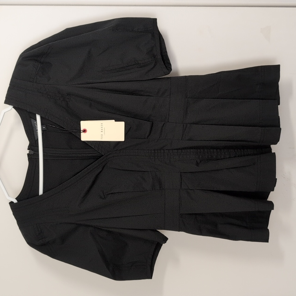 TED BAKER BLACK BURDUR STITCH DETAIL PUFF SLEEVES TOP SIZE 2 - Picture 3 of 9